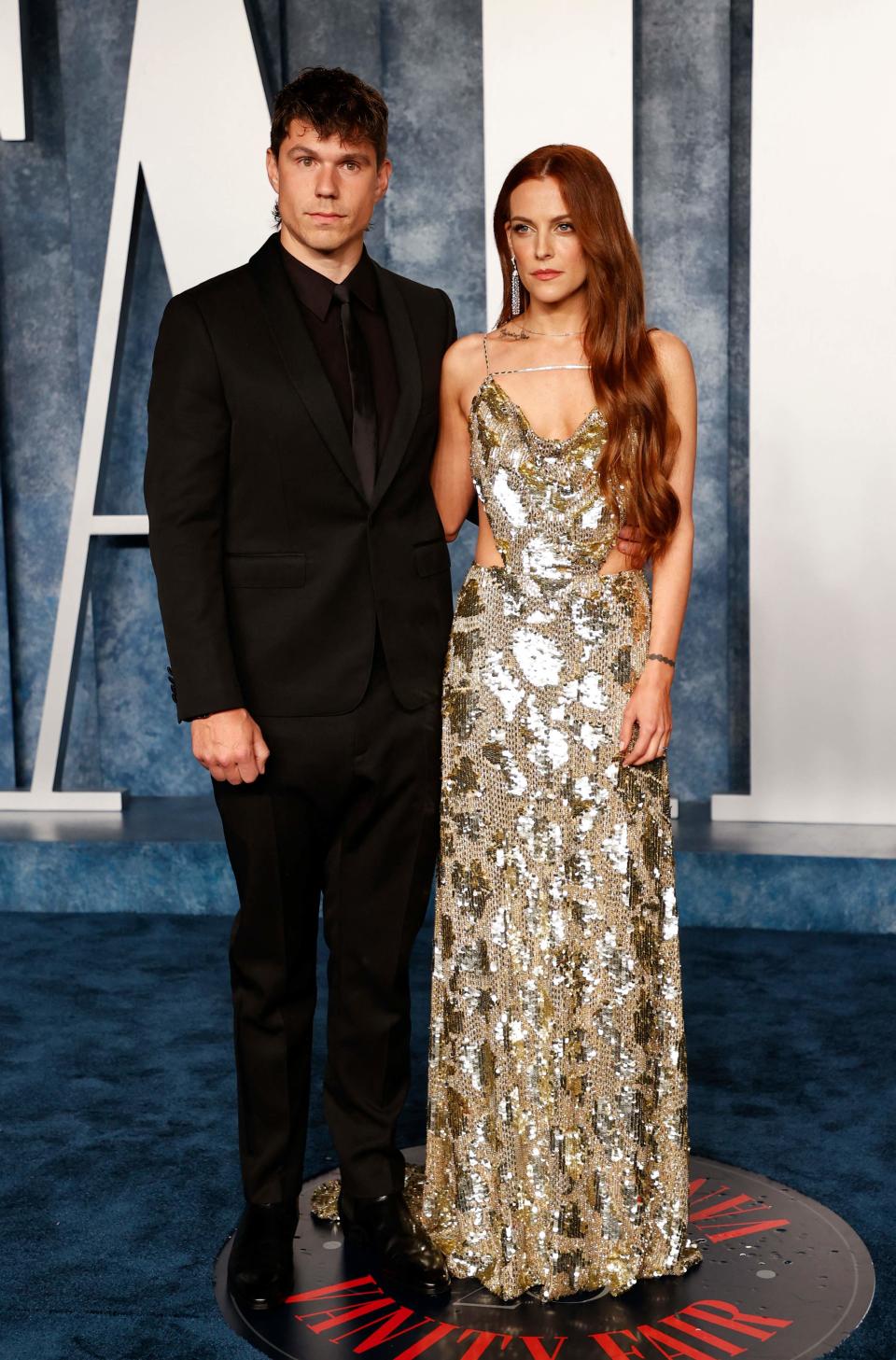 Riley Keough, right, and Ben Smith-Petersen at the Vanity Fair Oscars party in Beverly Hills, California, in March.