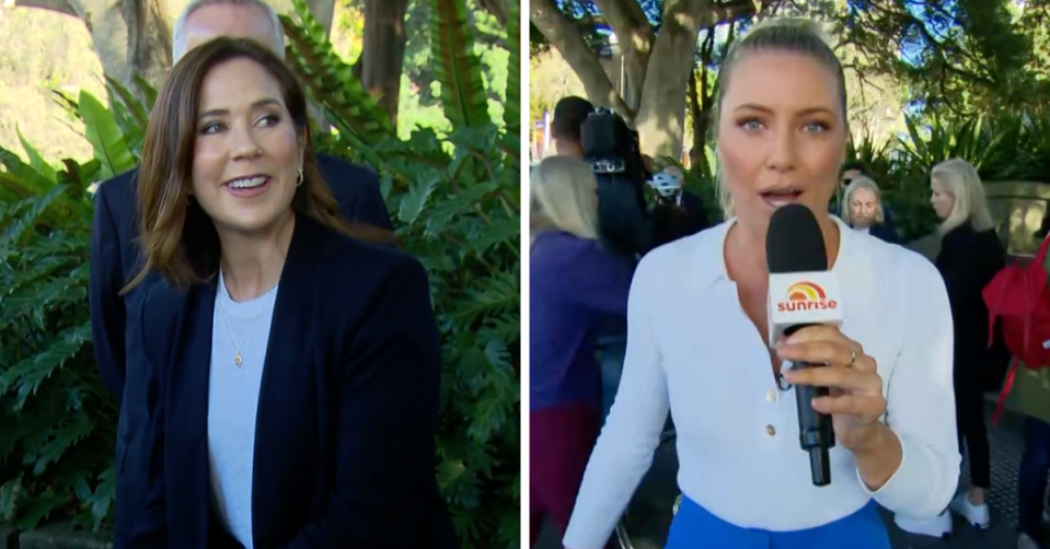 Princess Mary and Sunrise reporter Katie Brown in Sydney.