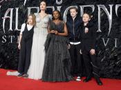 Also at the London premiere of <em>Maleficent, </em>Angelina Jolie, who continues her whirlwind promotional tour around the world with kids Vivienne, Zahara, Shiloh and Knox.