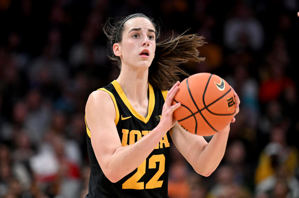 Iowa's Caitlin Clark is the presumptive No. 1 overall pick in the 2024 WNBA Draft next spring, should she choose to forgo her COVID-19 year of eligibility. (Photo by G Fiume/Getty Images)