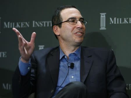 Steven Mnuchin speaks at a panel discussion "Jump-Starting the Housing Market" at the 2009 Milken Institute Global Conference in Beverly Hills,California April 28, 2009. REUTERS/Fred Prouser