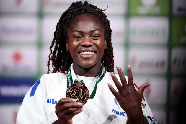 La judoka Clarisse Agbegnenou et le gymnaste Samir Aït Saïd seront les porte-drapeaux de la France lors de la cérémonie d'ouverture des JO de Tokyo, le 23 juillet. (Photo: ATTILA KISBENEDEK via Getty Images)