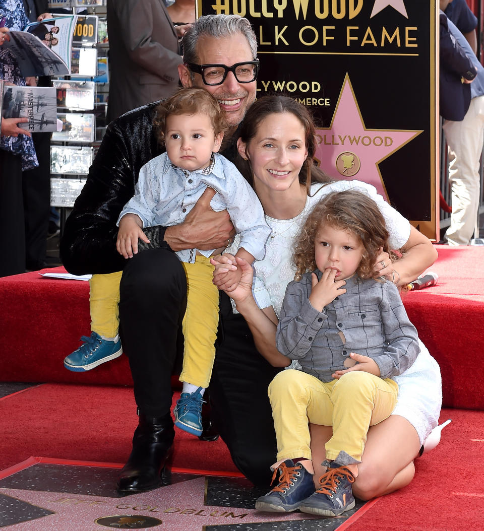 Jeff Goldblum, wife Emilie Livingston, and sons Charlie Ocean Goldblum and River Joe Goldblum  (Axelle/Bauer-Griffin / FilmMagic)