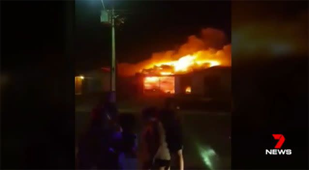 The family had only just bought the Munno Para West home a month ago when it erupted into flames. Picture: 7 News