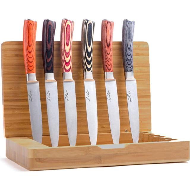 La Cote 6 Piece Steak Knives Set Japanese Stainless Steel Wood