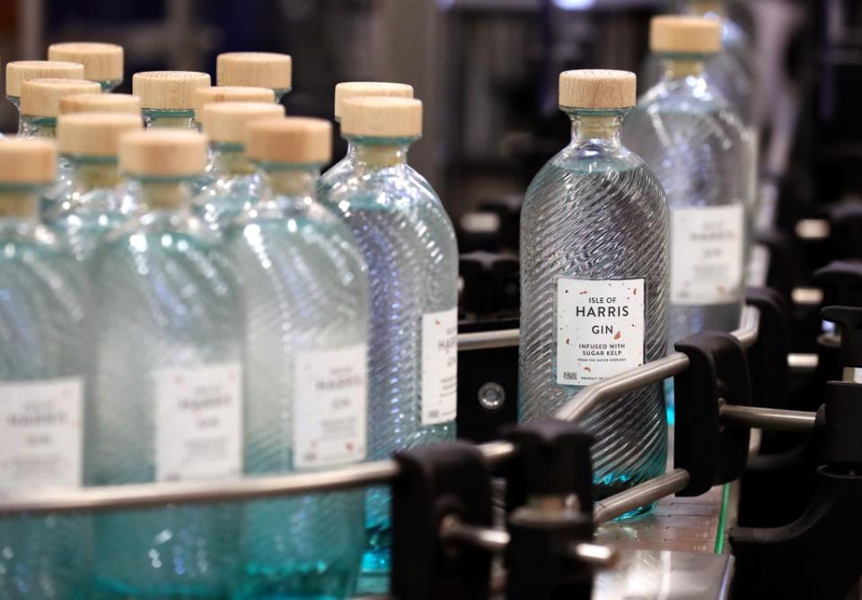 The Harris gin bottles from the Isle of Harris Distillery (Andrew Milligan/PA) (PA Archive)