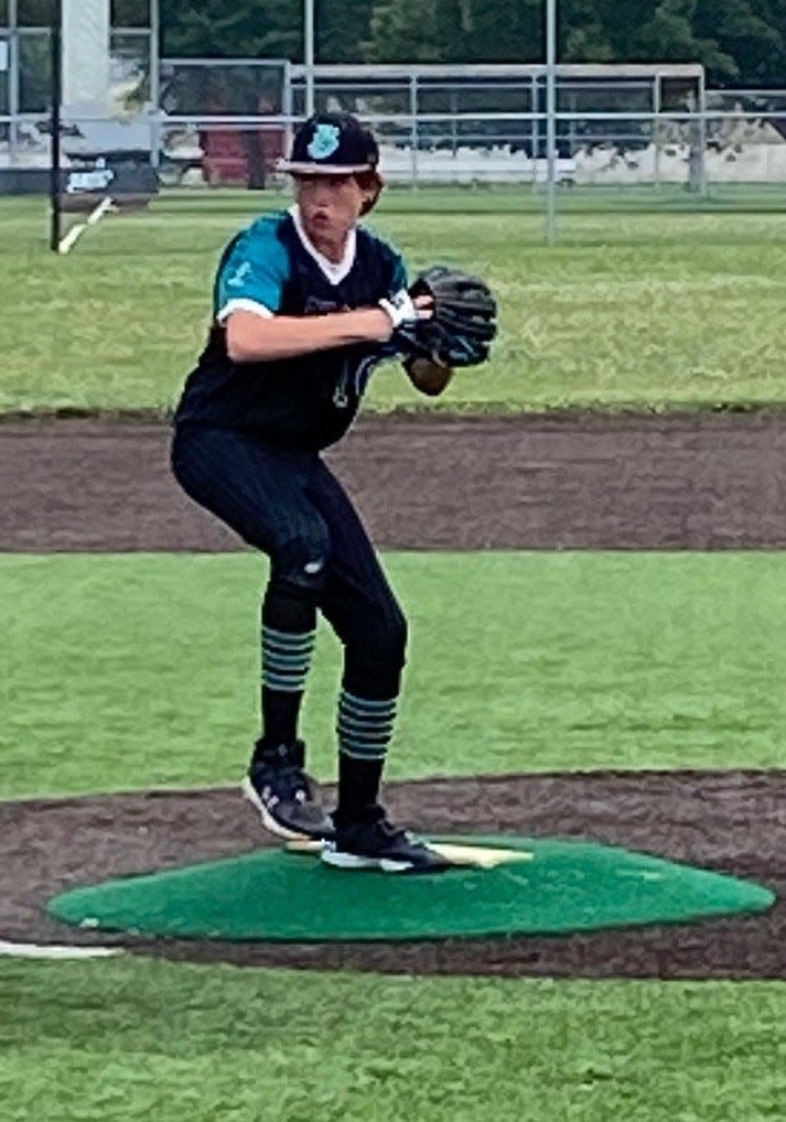 Newark's Brody Randall pitches Sunday for Ohio Bison 13u against Bo Jackson Elite in the Columbus Classic championship game. Randall struck out nine in relief in the Bison's 9-2 victory at Berliner Park.