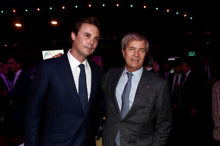 Vincent Bollore, Chairman and Chief Executive Officer of the Bollore Group and Cyrille Bollore, CEO and Vice-Chairman Managing Director attend the media group Vivendi shareholders meeting in Paris, France, April 15, 2019. REUTERS/Benoit Tessier