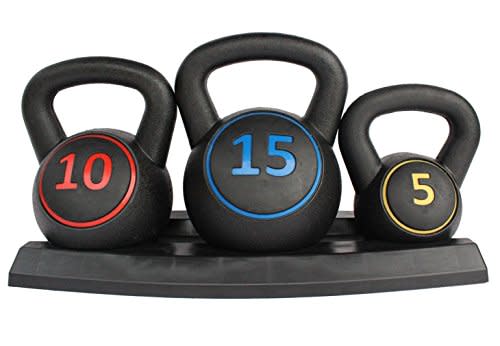 KLB Sport 3-Piece Vinyl Coated Kettlebell Weights Set (Amazon / Amazon)