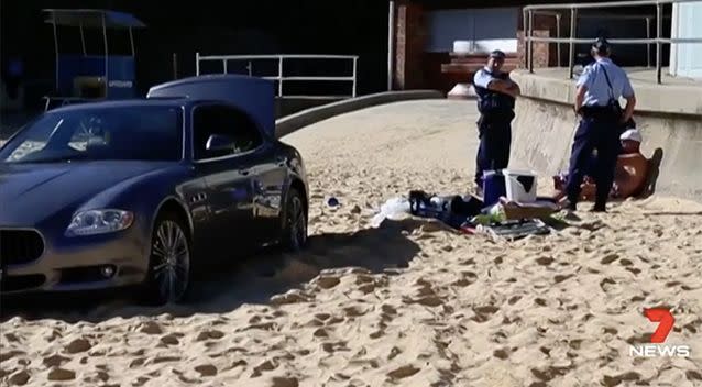 The golfer drove up onto the sand on Camp Cove Beach. Photo: 7 News