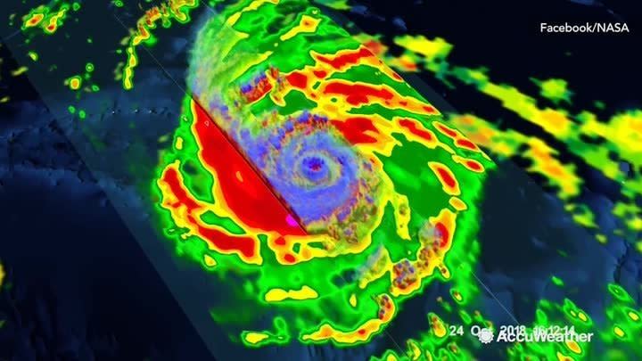 NASA satellite imaging of Typhoon Yutu before it struck the Northern Mariana Islands in October. (AccuWeather)