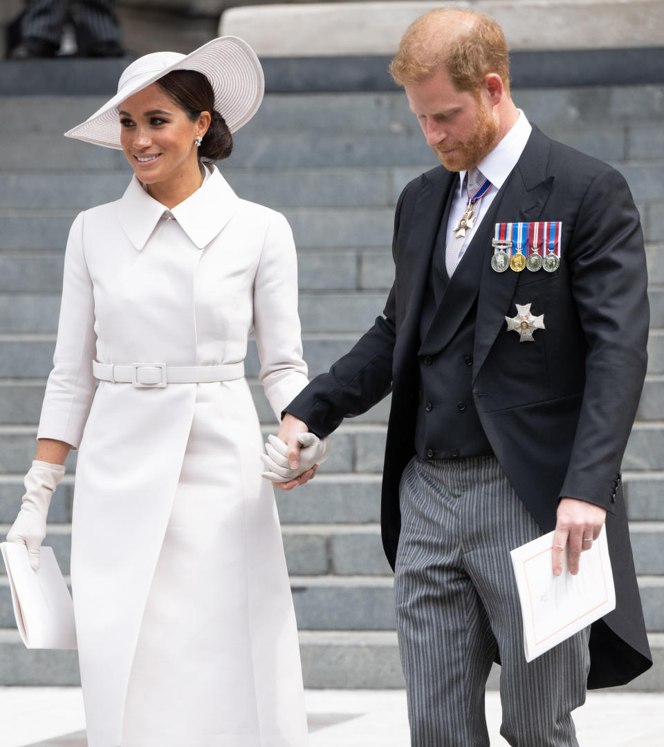 Prince Harry and Meghan Markle at the Service of Thanksgiving during the Platinum Jubilee