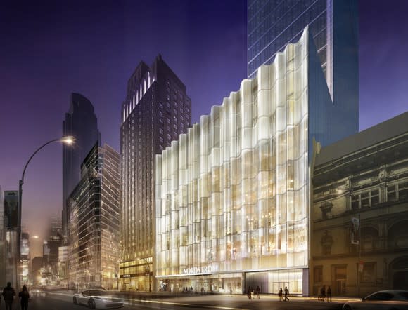 A rendering of the exterior of the future Nordstrom flagship store in Manhattan