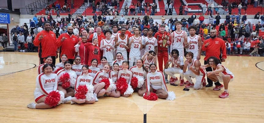 The Richmond boy's basketball team won its second straight Bob Wettig Memorial Tournament Championship, defeating Heritage Christian 61-34 on Friday, Dec. 29, 2023. The victory moved the Class 4A No. 12 Red Devils to 12-0 overall, its best start since 1987.