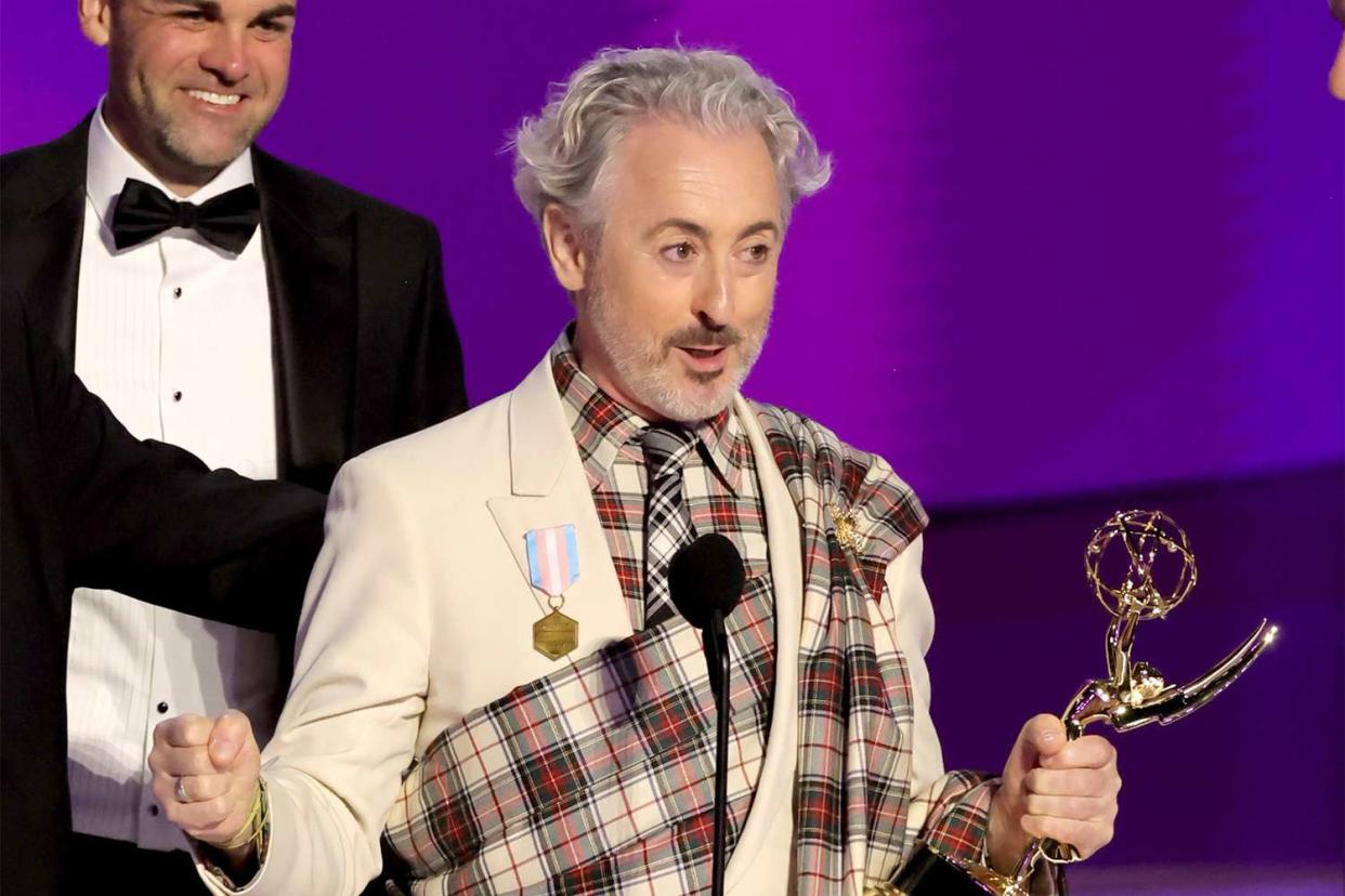 <p>Kevin Winter/Getty </p> Alan Cumming accepts the Outstanding Reality Competition Program award for The Traitors onstage during the 76th Primetime Emmy Awards at Peacock Theater on September 15, 2024 in Los Angeles, California