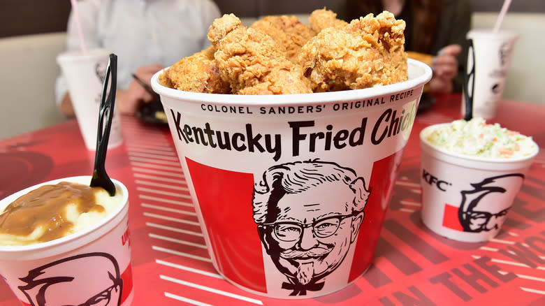 KFC meal platter on table