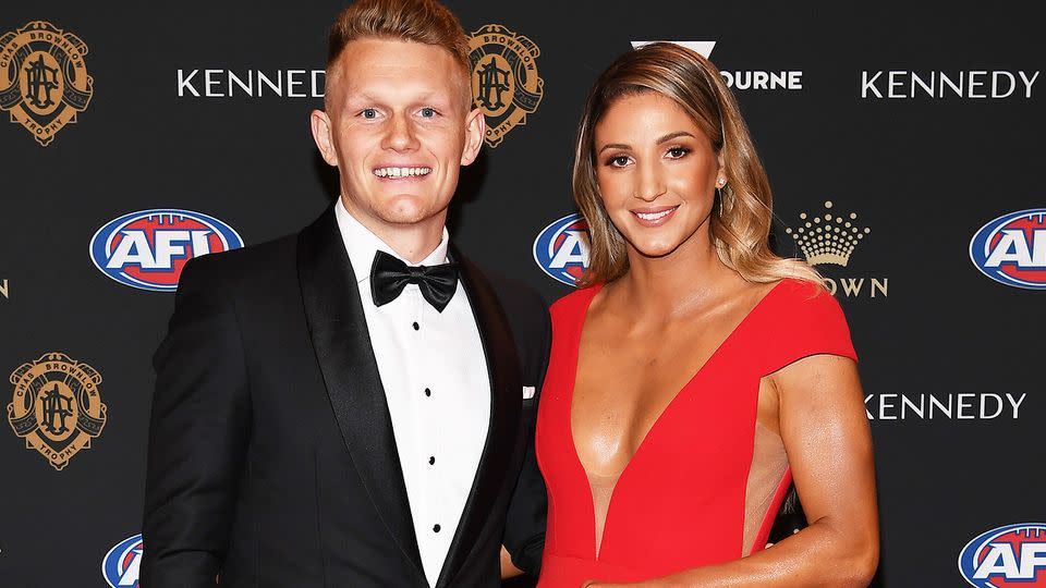 Seen here, Adam Treloar and Kim Ravaillion at the 2019 Brownlow Medal ceremony. 