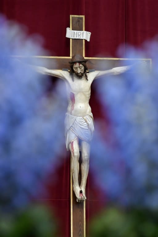 The pope prayed for those suffering in Syria and across the Middle East, recalling Jesus' suffering on the cross