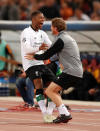 <p>Soccer Football – Champions League Semi Final Second Leg – AS Roma v Liverpool – Stadio Olimpico, Rome, Italy – May 2, 2018 Liverpool’s Georginio Wijnaldum celebrates with head of fitness and conditioning Andreas Kornmayer after he scores their second goal Action Images via Reuters/John Sibley </p>