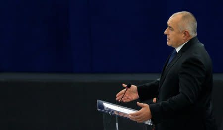 Bulgaria's Prime Minister Boyko Borissov addresses the European Parliament in Strasbourg, France, January 17, 2018.  REUTERS/Vincent Kessler