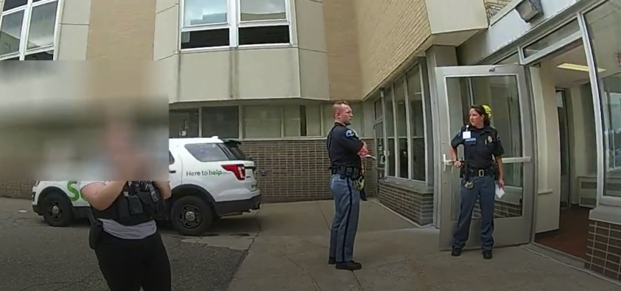 The area of the parking lot at Sparrow Health System's St. Lawrence campus where a 46-year-old man was shot and injured by a Michigan State Police trooper.