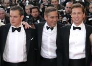 <p>Die Herzensbrecher der „Oceans“-Filmreihe trafen sich 2007 bei den Filmfestspielen in Cannes, um den dritten Film der Serie zu promoten.<i> (Bild: Jean Baptiste Lacroix/WireImage)</i></p>