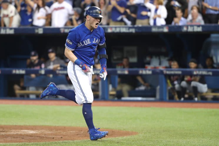 Josh Donaldson put the Blue Jays on the board early in Game 4 of the ALCS. (Getty Images/Tom Szczerbowski)