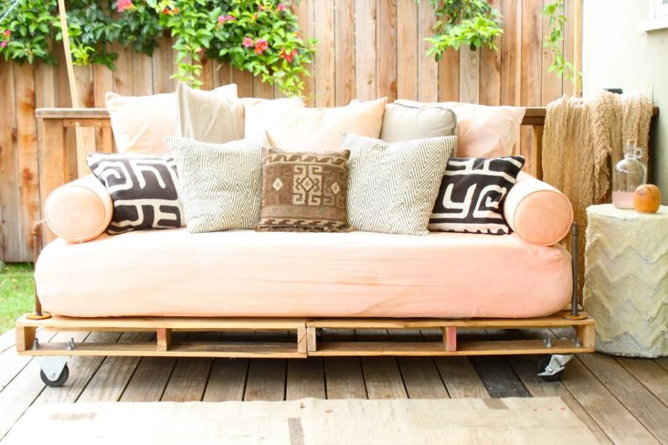 <p>Want to spruce up your outdoor or indoor space? This DIY pallet daybed can help.</p><p><strong>See the tutorial at </strong><a href="https://www.prettyprudent.com/2011/07/prudent-home/how-to-build-a-pallet-daybed-2/" rel="nofollow noopener" target="_blank" data-ylk="slk:Pretty Prudent;elm:context_link;itc:0;sec:content-canvas" class="link "><strong>Pretty Prudent</strong></a><strong>.</strong></p><p><a class="link " href="https://www.amazon.com/Swivel-Caster-Wheels-Locking-Polyurethane/dp/B06Y49D2J2?tag=syn-yahoo-20&ascsubtag=%5Bartid%7C10050.g.31118532%5Bsrc%7Cyahoo-us" rel="nofollow noopener" target="_blank" data-ylk="slk:SHOP CASTERS;elm:context_link;itc:0;sec:content-canvas"><strong>SHOP CASTERS</strong></a></p>