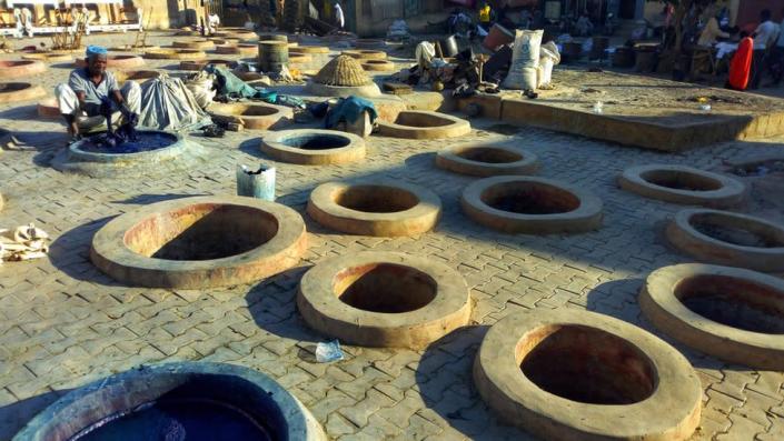 View of the Kofar Mata dye pits in Nigeria&#39;s Kano city