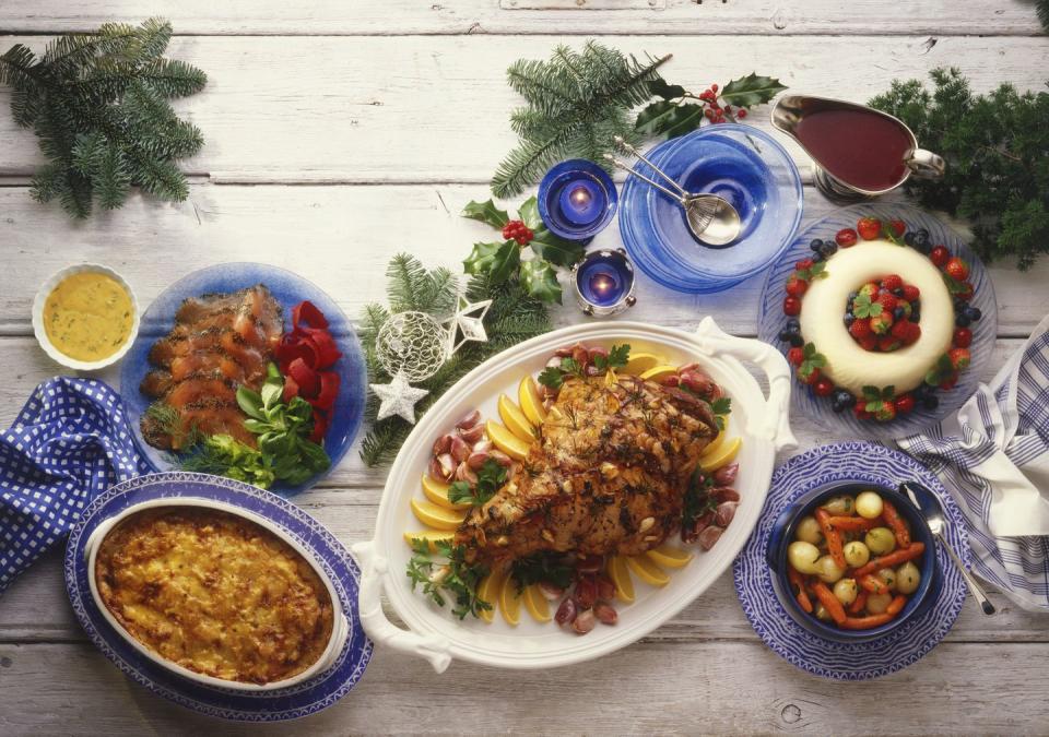 <p>Sweden, like many other Nordic countries, celebrate Christmas dinner smörgåsbord-style. In Sweden, this is called the <em><a href="https://www.thelocal.se/20111222/38096" rel="nofollow noopener" target="_blank" data-ylk="slk:julbord;elm:context_link;itc:0;sec:content-canvas" class="link ">julbord</a></em>, and it is full of traditional dishes, including pickled herring, cured salmon and meatballs, plus additional items such as bread, liver pâté, red beet salad, cheese, and cabbage. All of this food on Christmas Day is supposed to be reminiscent of the celebration that came after a period of fasting from the beginning of Advent until midnight on Christmas Eve. </p>