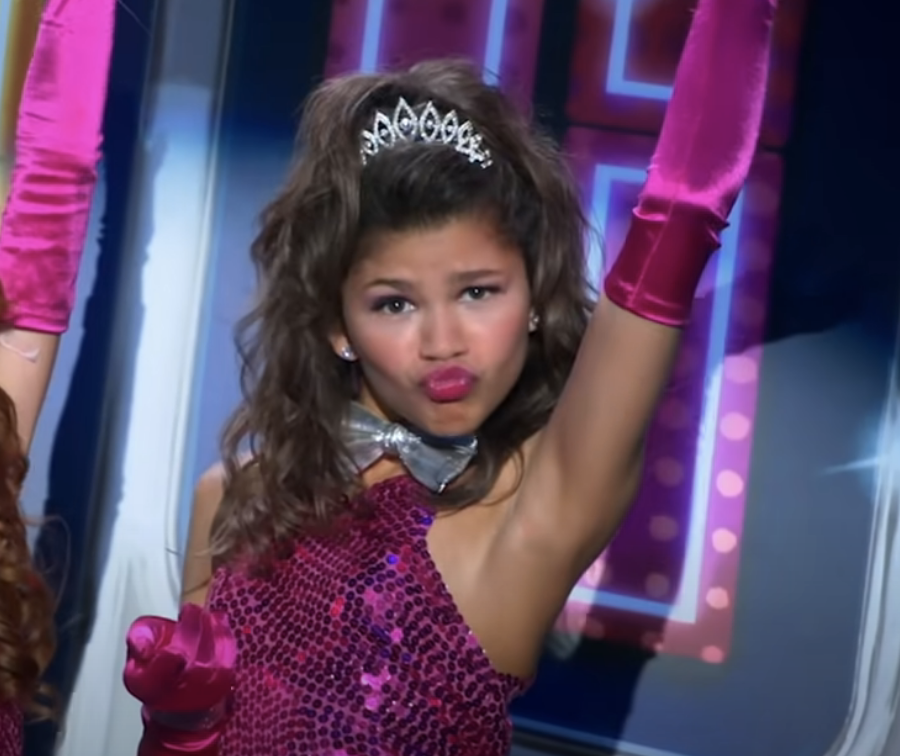 closeup of zendaya in a dance uniform