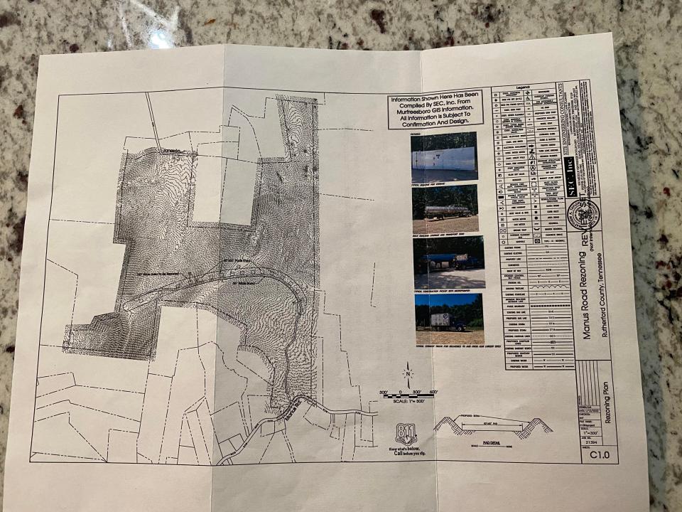 A map of the proposed location for Maine Drilling & Blasting company in the Kittrell area off Bradyville Pike.