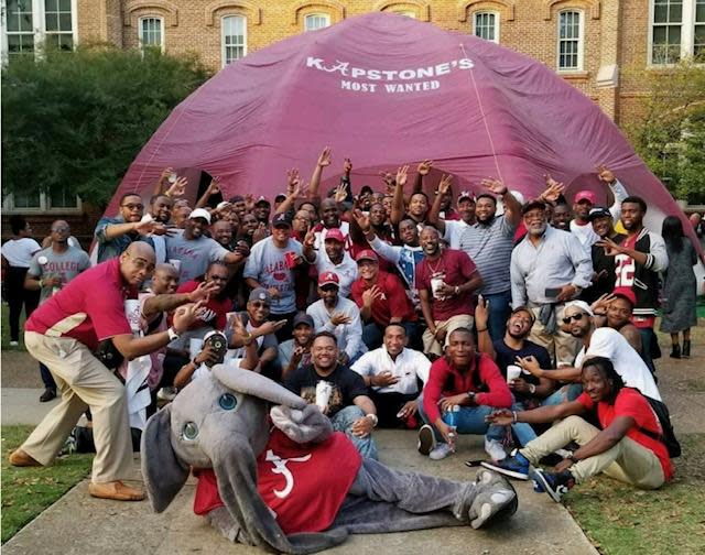 "Kapstone Tailgate" is one of the most popular tailgate events before University of Alabama home football games, drawing upwards of 2,000 guests. It originally started with one tent by Kappa Alpha Psi fraternity in 2011.