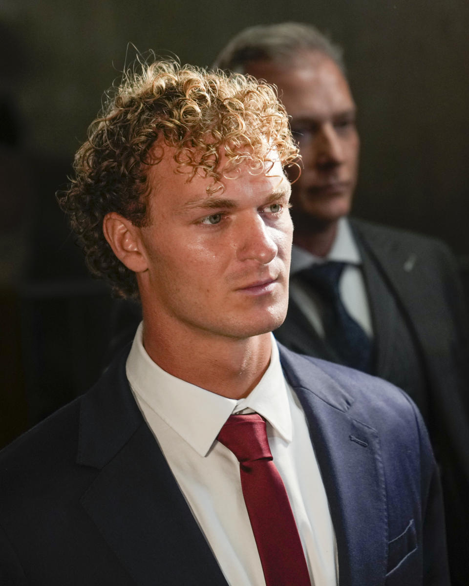 Daniel Penny arrives for his arraignment at Manhattan Criminal Court, Wednesday, June 28, 2023, in New York. Penny, 24, was initially charged with second-degree manslaughter in the May 1 death of Jordan Neely, a former Michael Jackson impersonator who was shouting and begging for money when Penny pinned him to the floor of the moving subway car with the help of two other passengers and held him in a chokehold for more than three minutes. (AP Photo/John Minchillo)