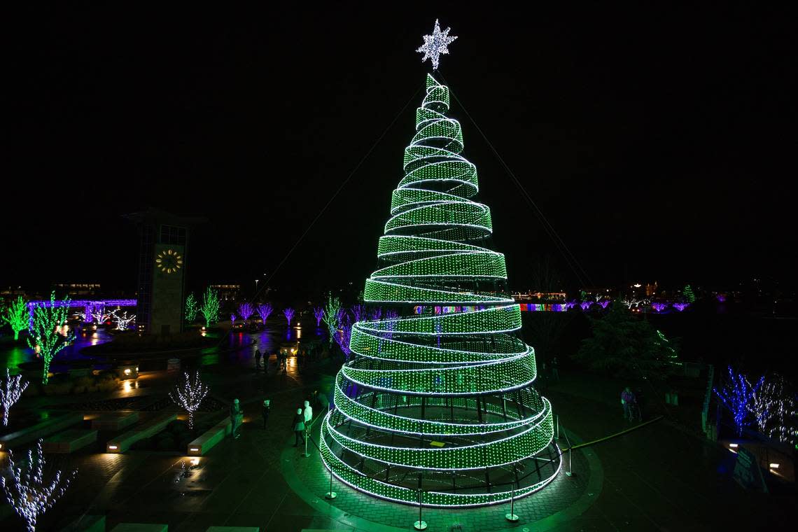A 75-foot tree is among the highlights at the free Scentsy Commons Holiday Lights display.