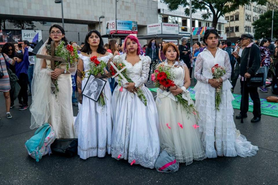 Hundreds of women took to the streets in Mexico City, on 25 November 2018  as part of the international day against violence against women, demanding more security for all of them and justice for cases of femicide in the country. (Photo by Jair Cabrera/NurPhoto via Getty Images)