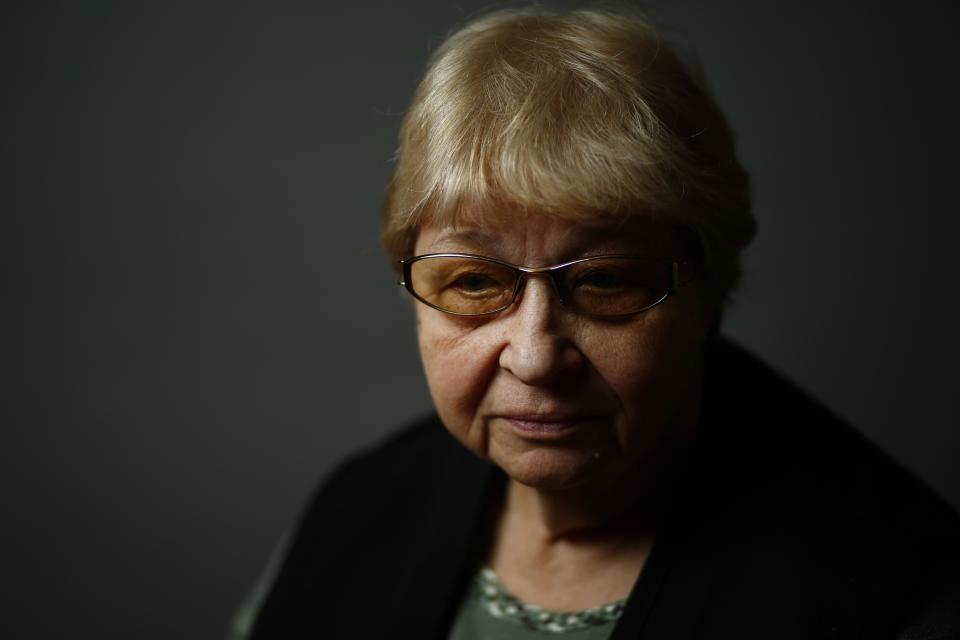 Auschwitz death camp survivor Zofia Wareluk who was born in Auschwitz camp two weeks before liberation poses for a portrait in Warsaw