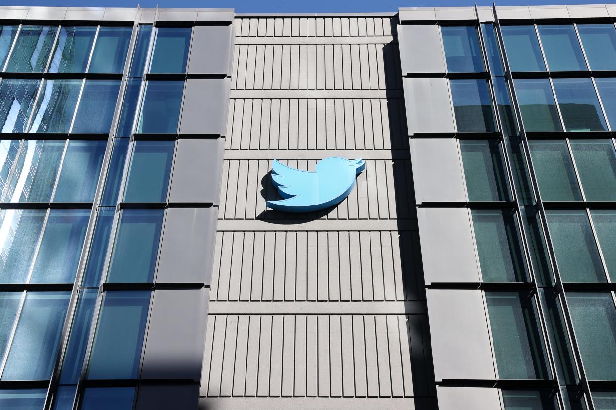 Twitter logo on building