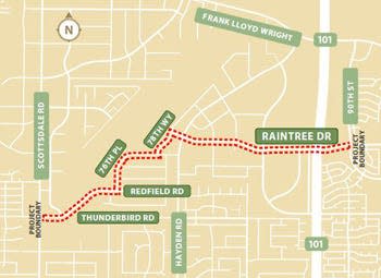 The Raintree Drive extension project will improve the roadway from Loop 101 to Scottsdale Road. The route has long been a headache for Airpark commuters.