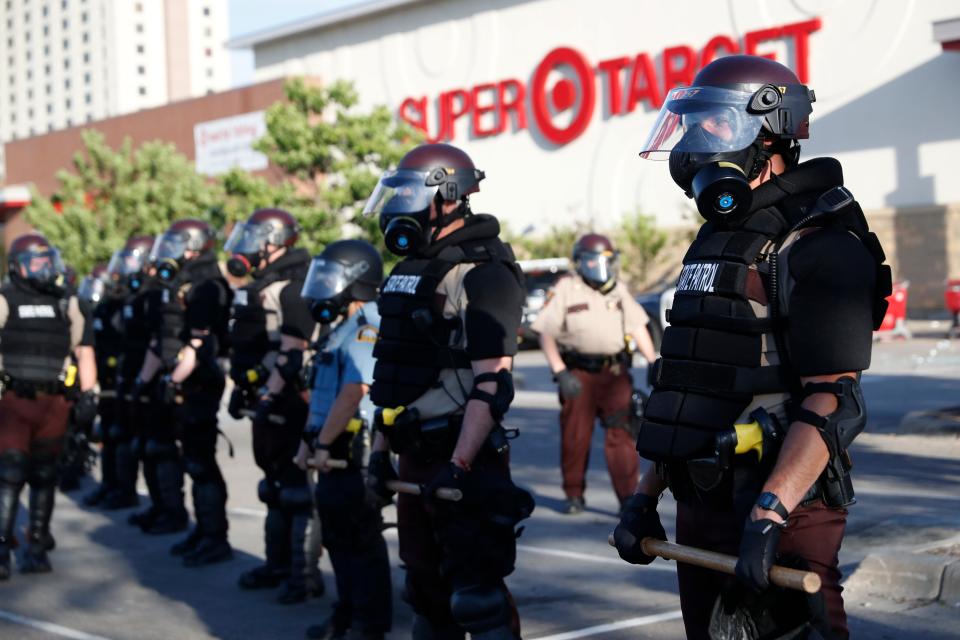 Minnesota State Police in front of a Target Store on May 28, 2020, in St. Paul, Minn.