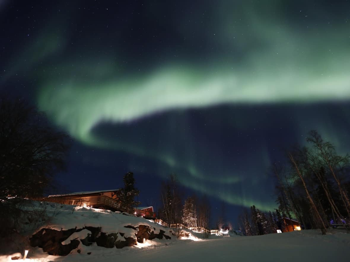 Aurora Village near Yellowknife, a popular tour company. Tourism in the N.W.T. hasn't bounced back to pre-pandemic levels, according to several operators, but there is hope that it will start to pick up again.  (Aurora Village - image credit)