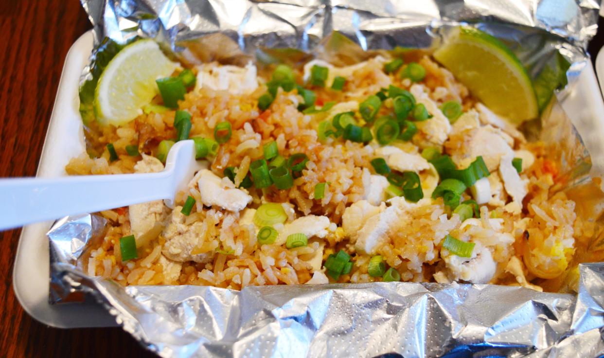 Fried rice with chicken is one of the menu options at JS Thai food booth, which will be part of the Bloomington Winter Farmers' Market for a couple weeks.