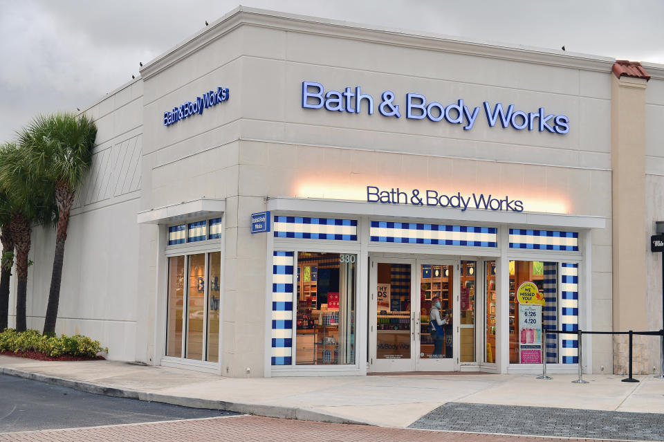 The exterior of a Bath and Body Works store