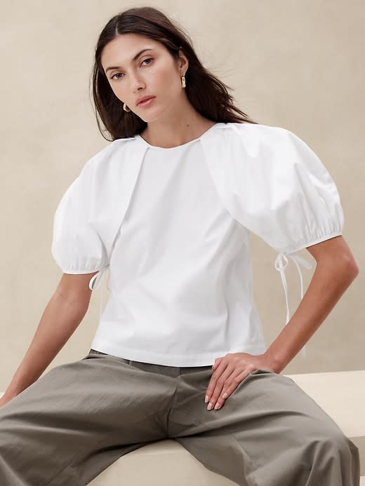 Laila Puff-Sleeve Poplin Top