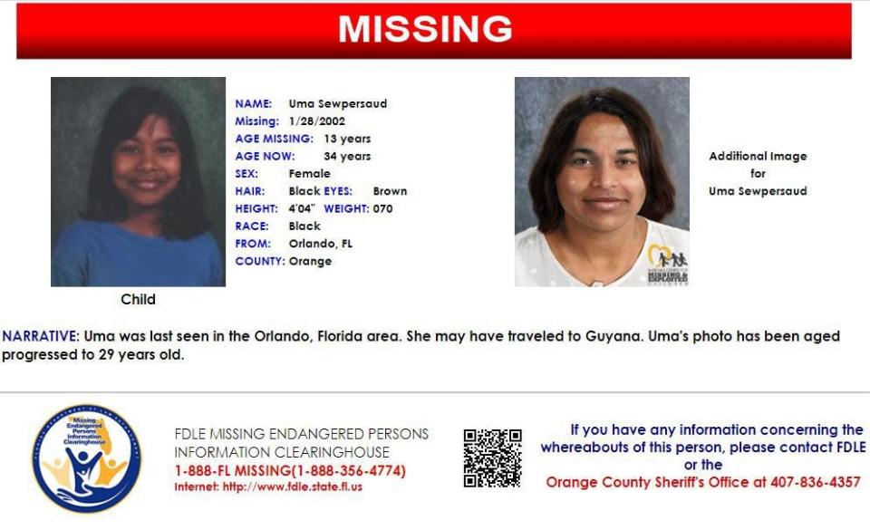 Uma Sewpersaud was last seen in Orlando on Jan. 28, 2022.