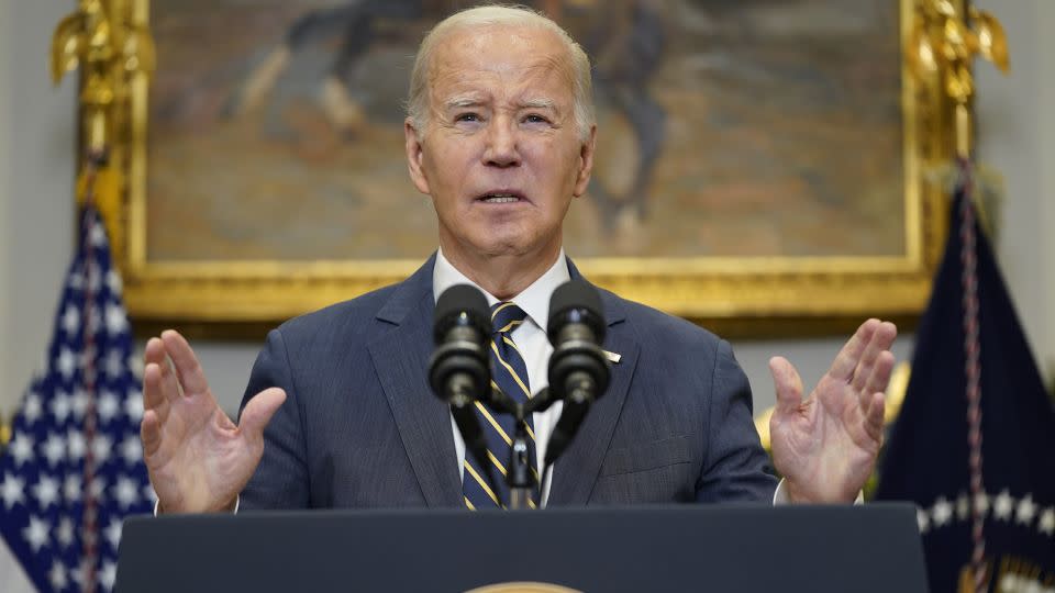 US President Joe Biden delivers remarks on funding for Ukraine from the Roosevelt Room of the White House, on Wednesday, December 6, 2023, in Washington. - Evan Vucci/AP