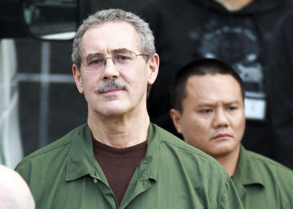 FILE - In this March 6, 2012 file photo, R. Allen Stanford leaves the Bob Casey Federal Courthouse in Houston. Stanford, once considered one of the wealthiest people in the U.S., with a financial empire that spanned the Americas, was convicted on charges he bilked investors out of more than $7 billion. The 62-year-old is set to be sentenced by a Houston federal judge on Thursday, June 14, 2012. (AP Photo/Houston Chronicle, Nick de la Torre, File)