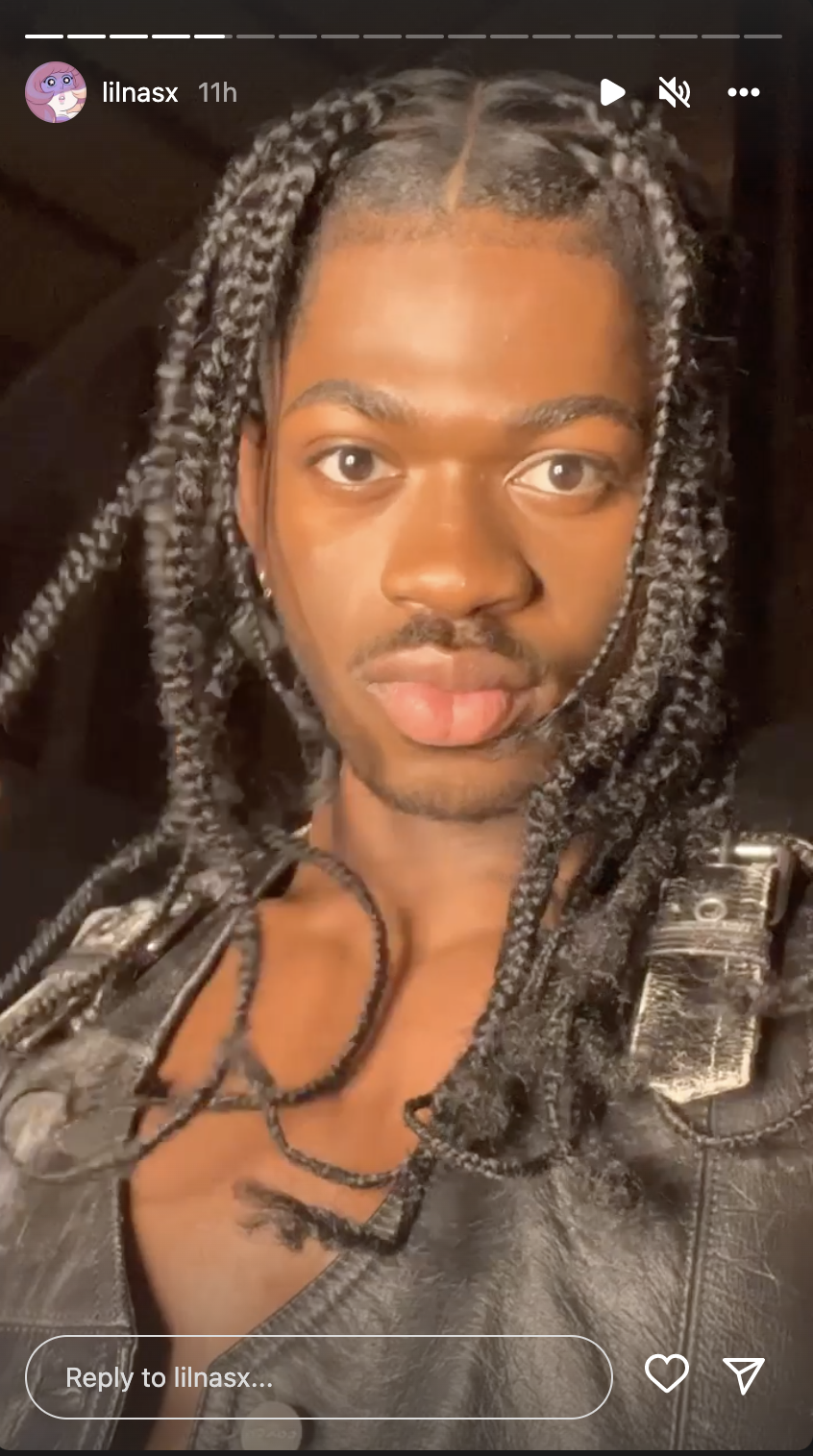 Lil Nas X rocked chest-length braids for his runway debut with Coach. (Photo: Lil Nas X/ Instagram)