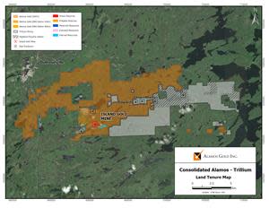 Figure 1: Alamos Gold and Trillium Mining Land Tenure Map