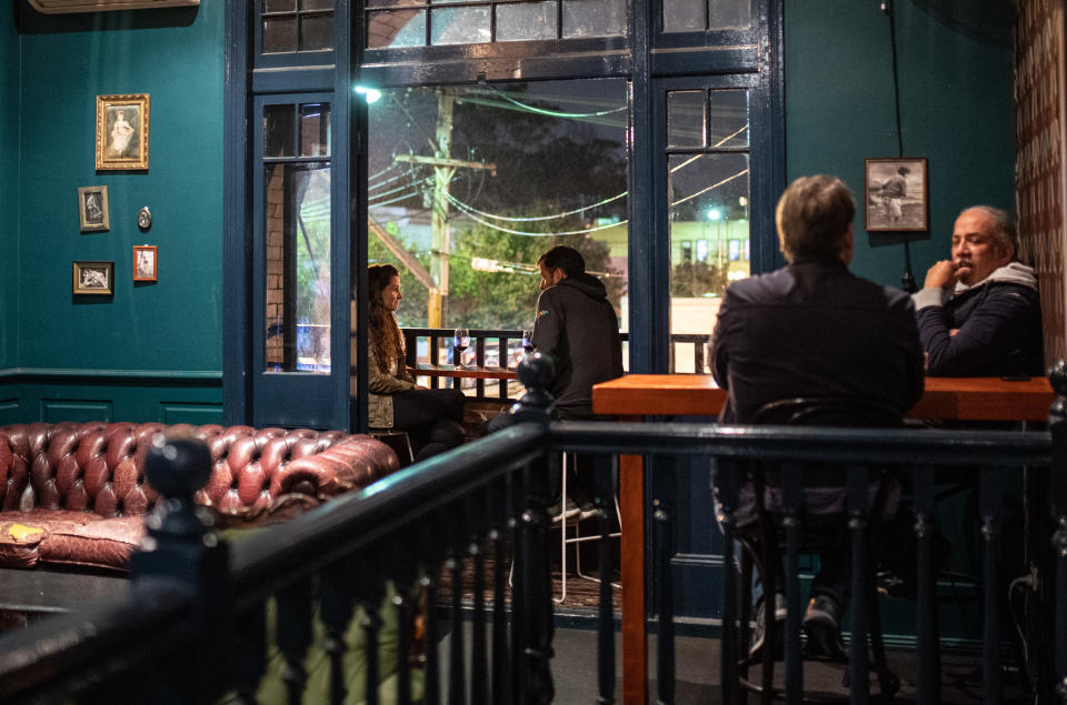 Customers drinking and dining at The Temperence Society, Summer Hill, Sydney, on Friday. Source: AAP